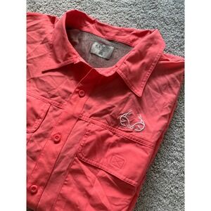 REALTREE Fishing Shirt Mens XL Short  Sleeve Button Down‎ Vented Coral Shirt